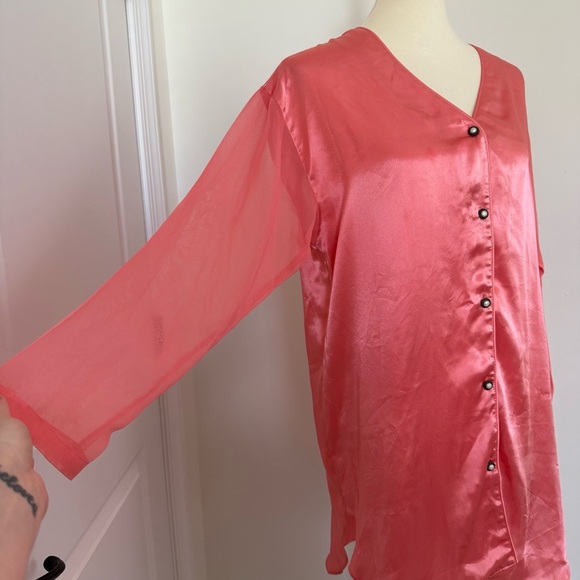 Vintage Gold Label Victoria's Secret Peach Night Over Shirt Gown Size P/S - Picture 4 of 7